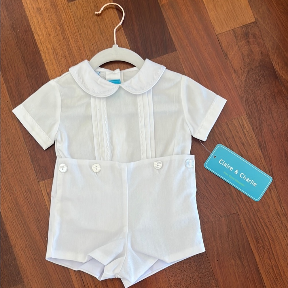 Claire & Charlie White Baby Romper